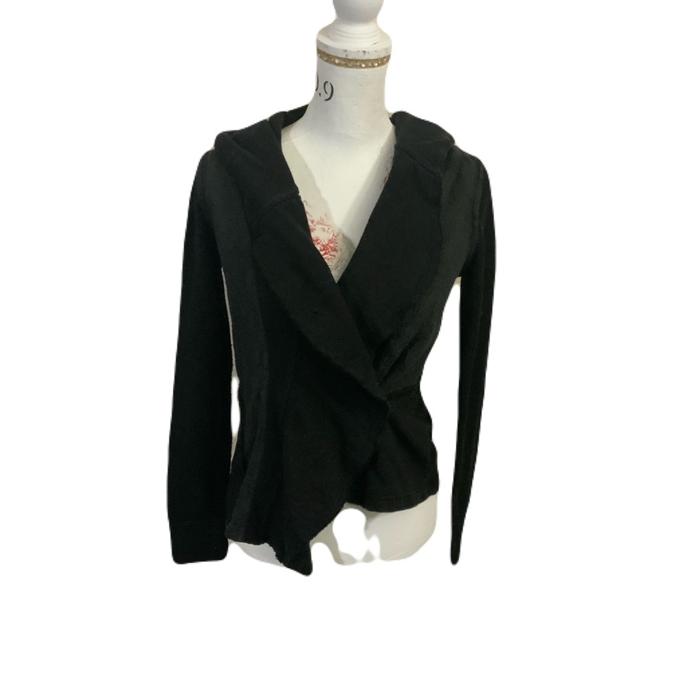 Free People Black Hooded Draped Cardigan